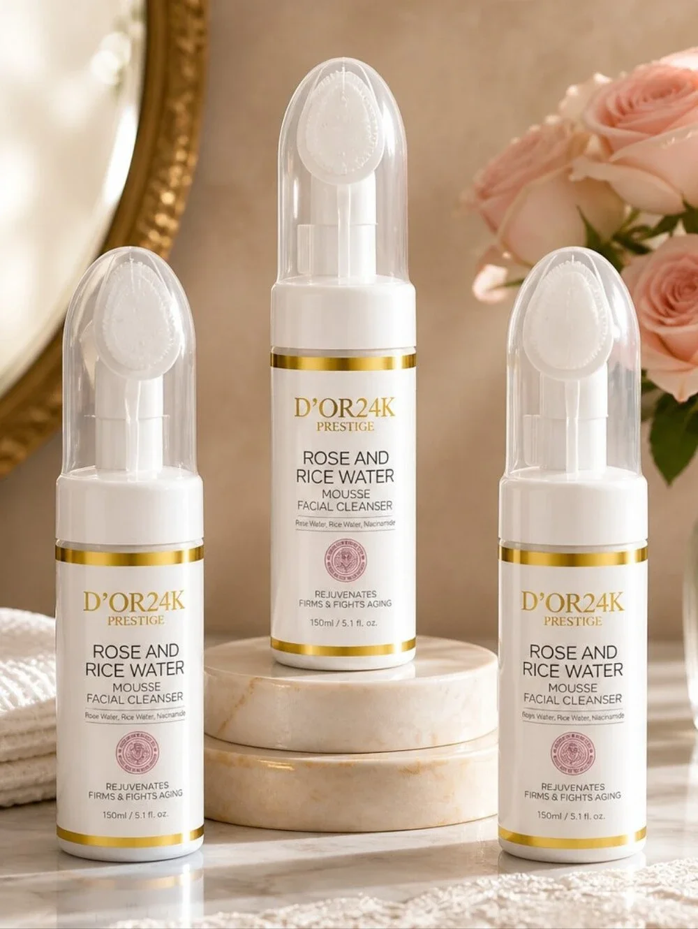 Rose and Rice Water Mousse Facial Cleanser-Set of 3